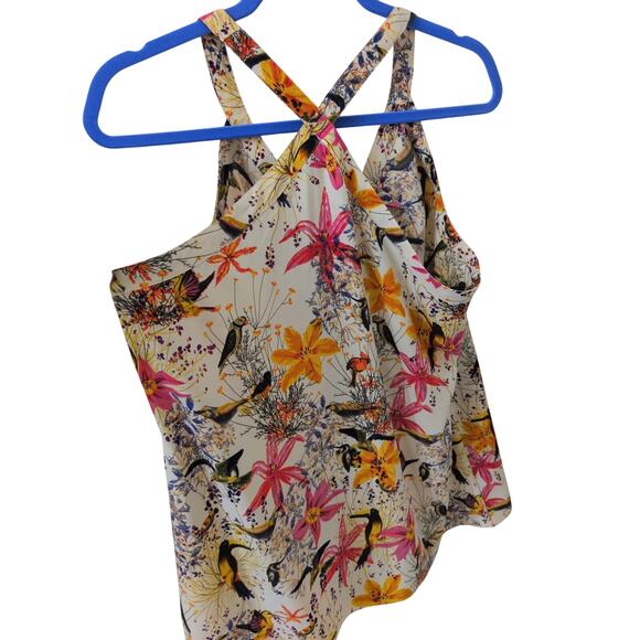 Banana Republic Bird Floral Print Button Front Ruffle Halter size 14 - Picture 4 of 4